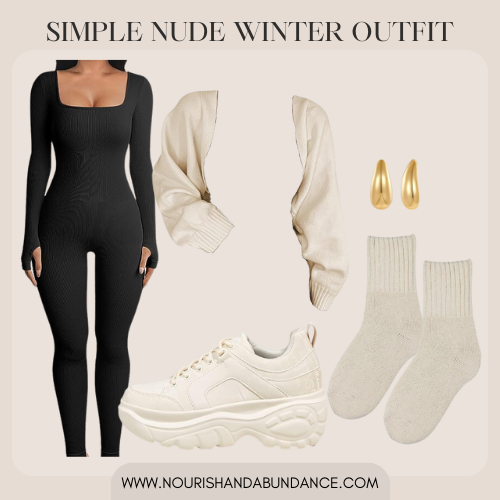 Easy and Simple Nude Winter Outfit | Stylish Winter Outfits | Amazon Finds | Comfy Winter Outfits 2023 | Clean Girl Aesthetic Outfit