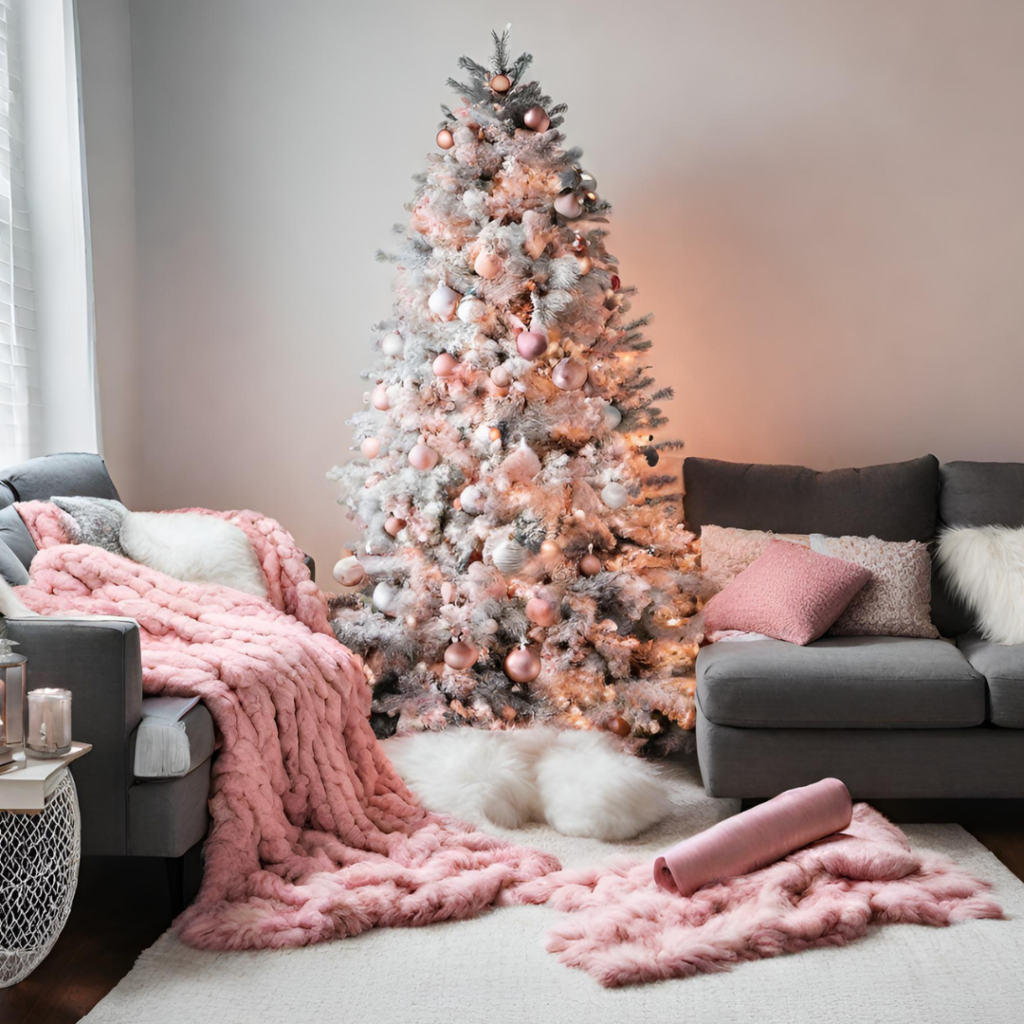 Let The Coziness Settle In: Thow Blankets | Pink Christmas Decor