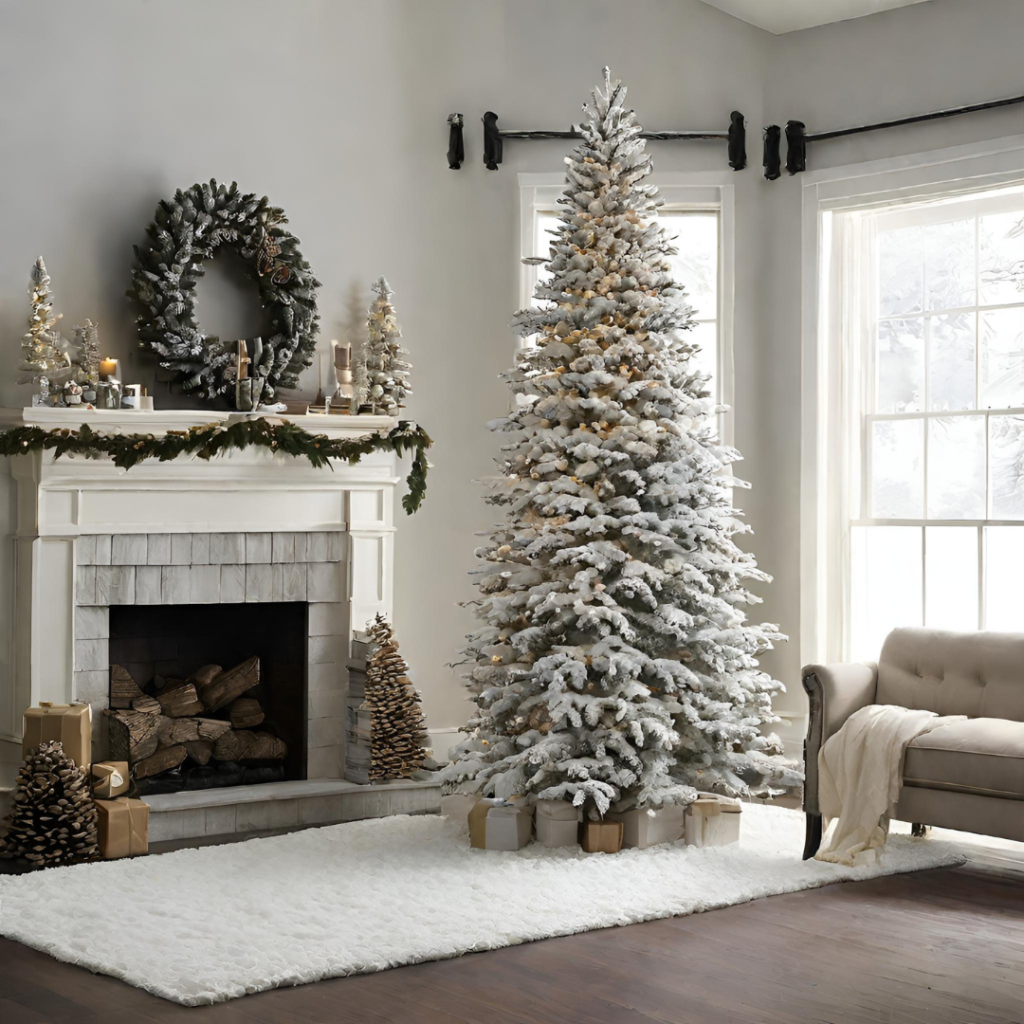 11ft Slim Christmas Tree Snow Flocked Christmas Tree 2023 Xmas Decor