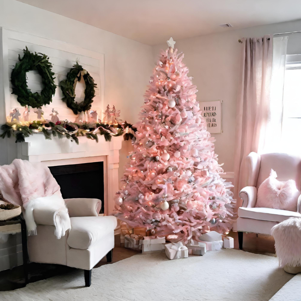 Light Pink Christmas Tree Modern Decor 2023 Christmas Interior Design Minimalist