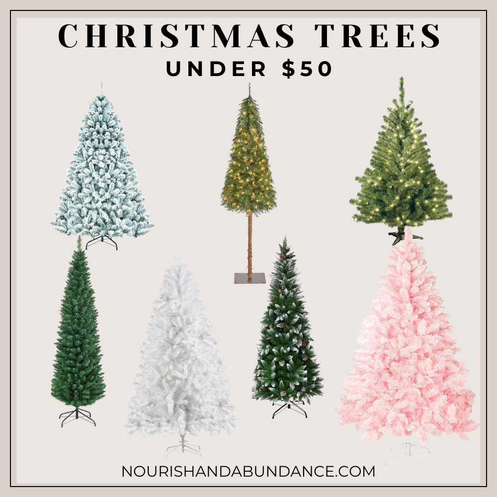 Ultimate Guide: Find a Christmas Tree Under $50 | Cheap Christmas Tree Finds | White Christmas Tree Under $50 | Snow Flocked Christmas Tree | Cheap 6ft Christmas Trees | Pre-Lit Christmas Tree